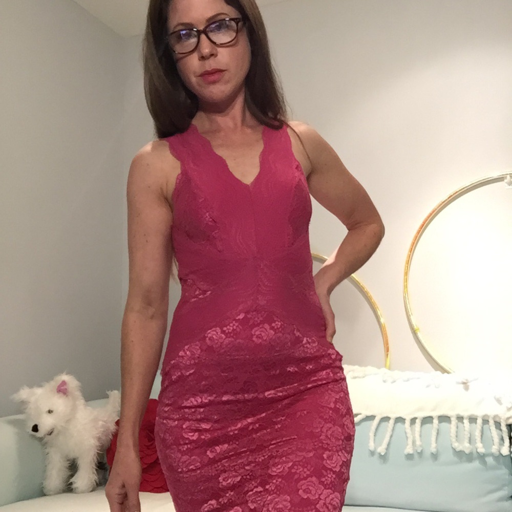 Beautiful Pink Lace Mini Dress by Guess XS New w/o